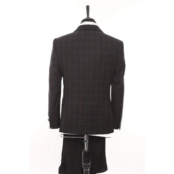 Derman Red Square Patterned Fabric 3 Piece Suit - Picture 5 of 6